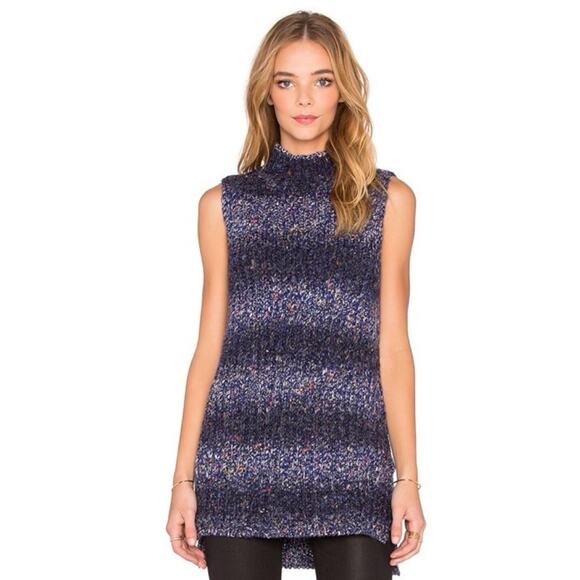 Milly Ombré Stripe Wool Alpaca Sleeveless Sweater Womens S Small Mock Neck Gray - Picture 1 of 5